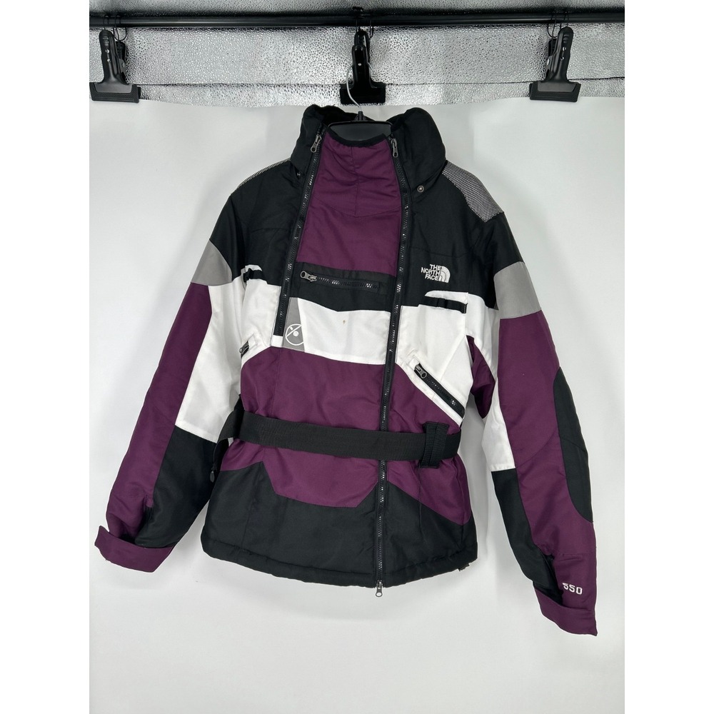 The North Face Steep Tech 550 Ski Jacket Womens L Purple Hooded Belted Snowboard - Picture 1 of 8